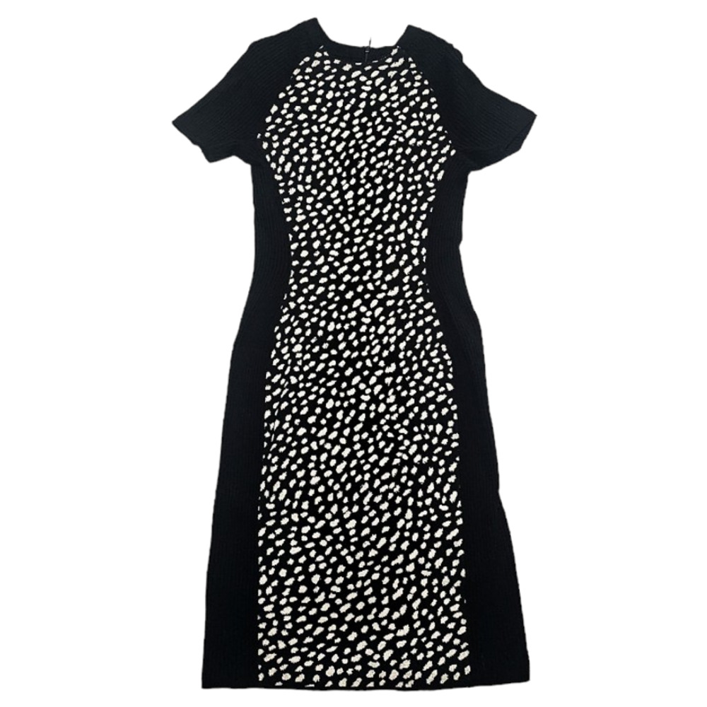 Tory Burch Black Dotted Pony ribbed knit Gemma Merino Wool sweater dress size XS - Picture 4 of 13